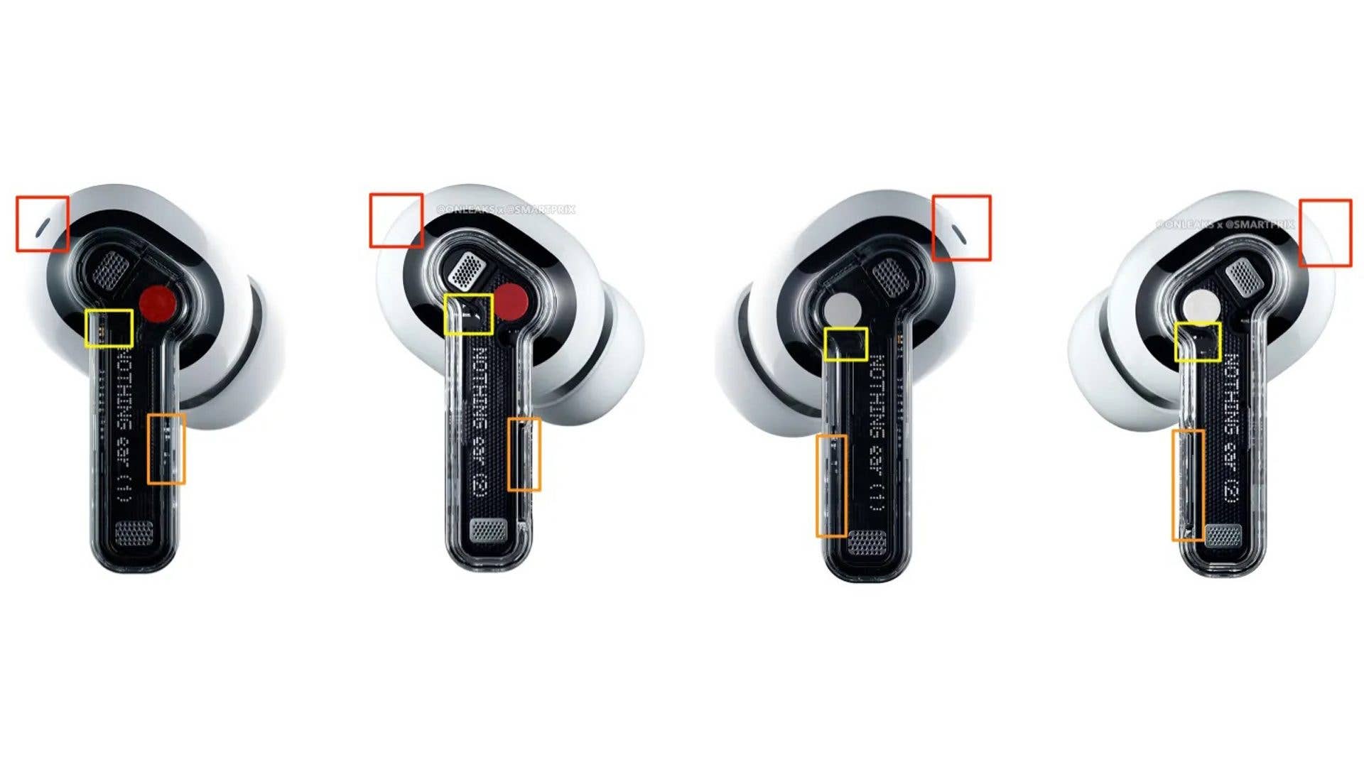 Nothing Ear 1 vs Ear 2 design - The two set of buds are almost identical except on the noise-cancelling mics' positioning. Nothing Ear 2 design vs Ear 1