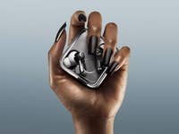 A hand holding the Nothing Ear 3 earbuds in their case, showcasing sleek design.