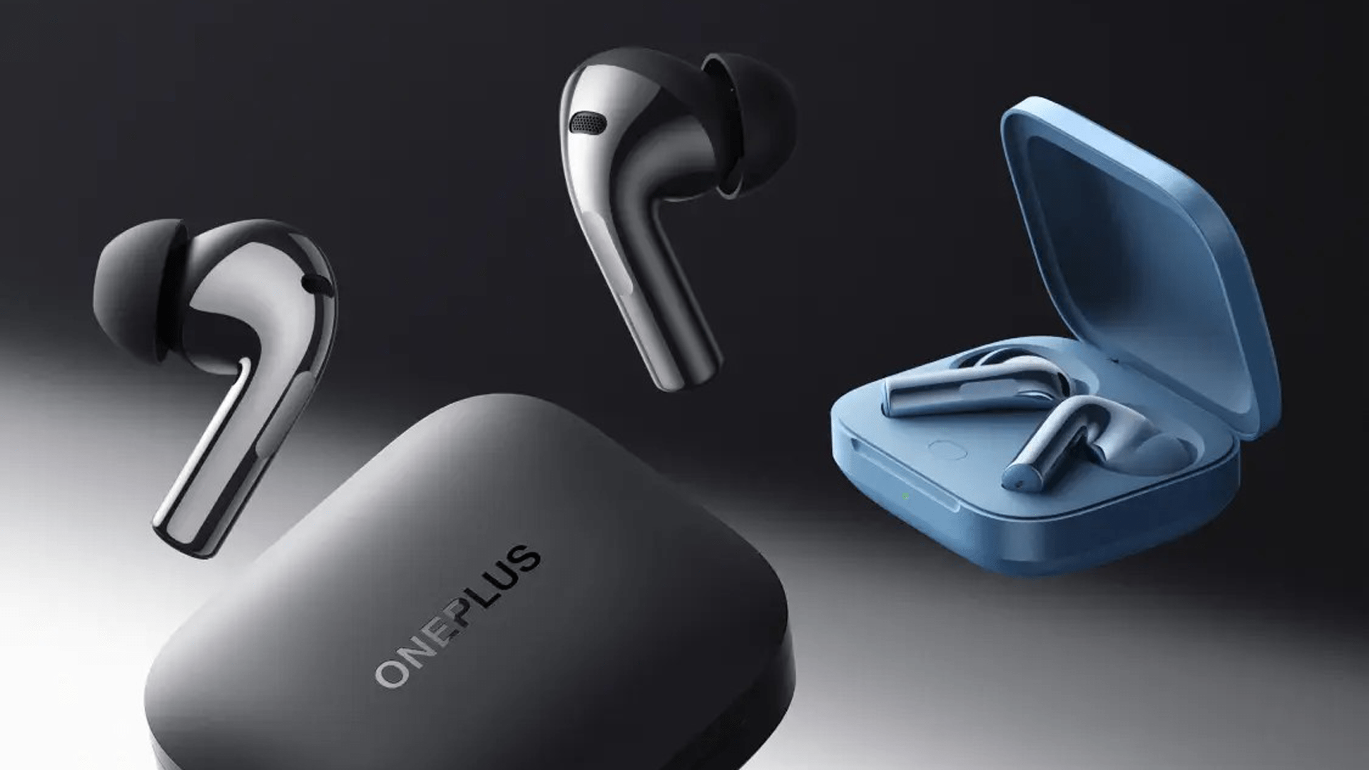 OnePlus Buds 3 in black and blue colorways OnePlus Buds 3 in black and blue colorways