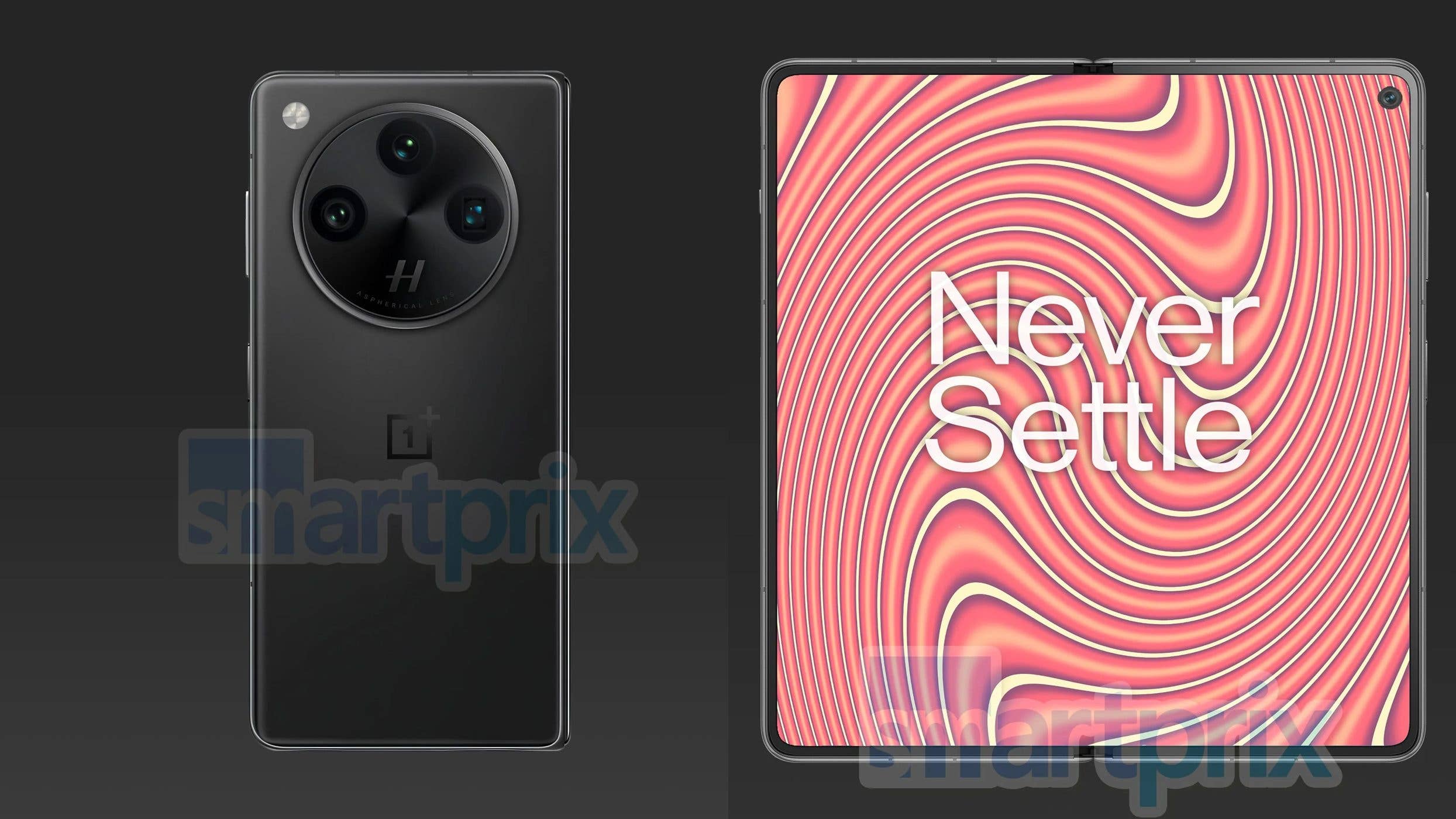 Alleged OnePlus Open 2 design with larger displays on the cover and inner sections.