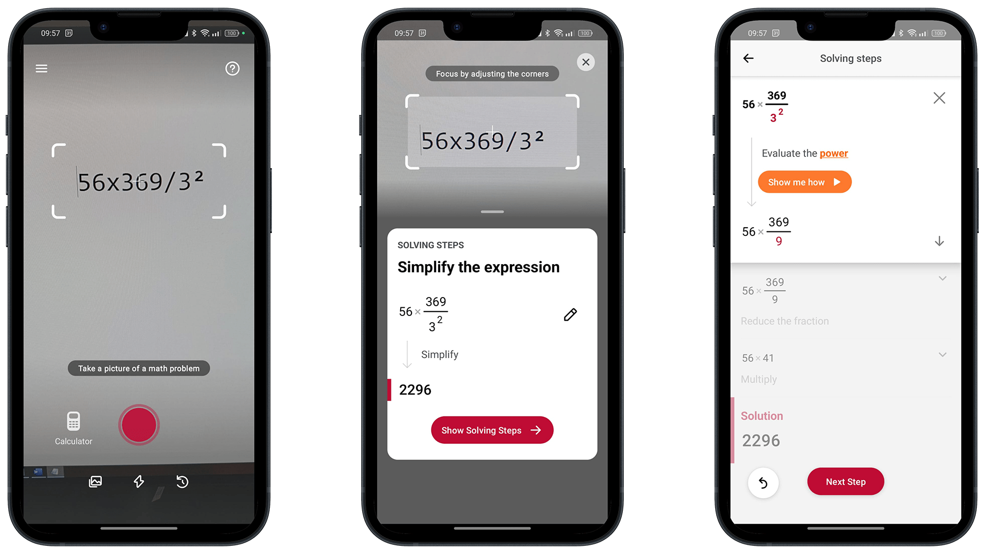 Photomath screenshots