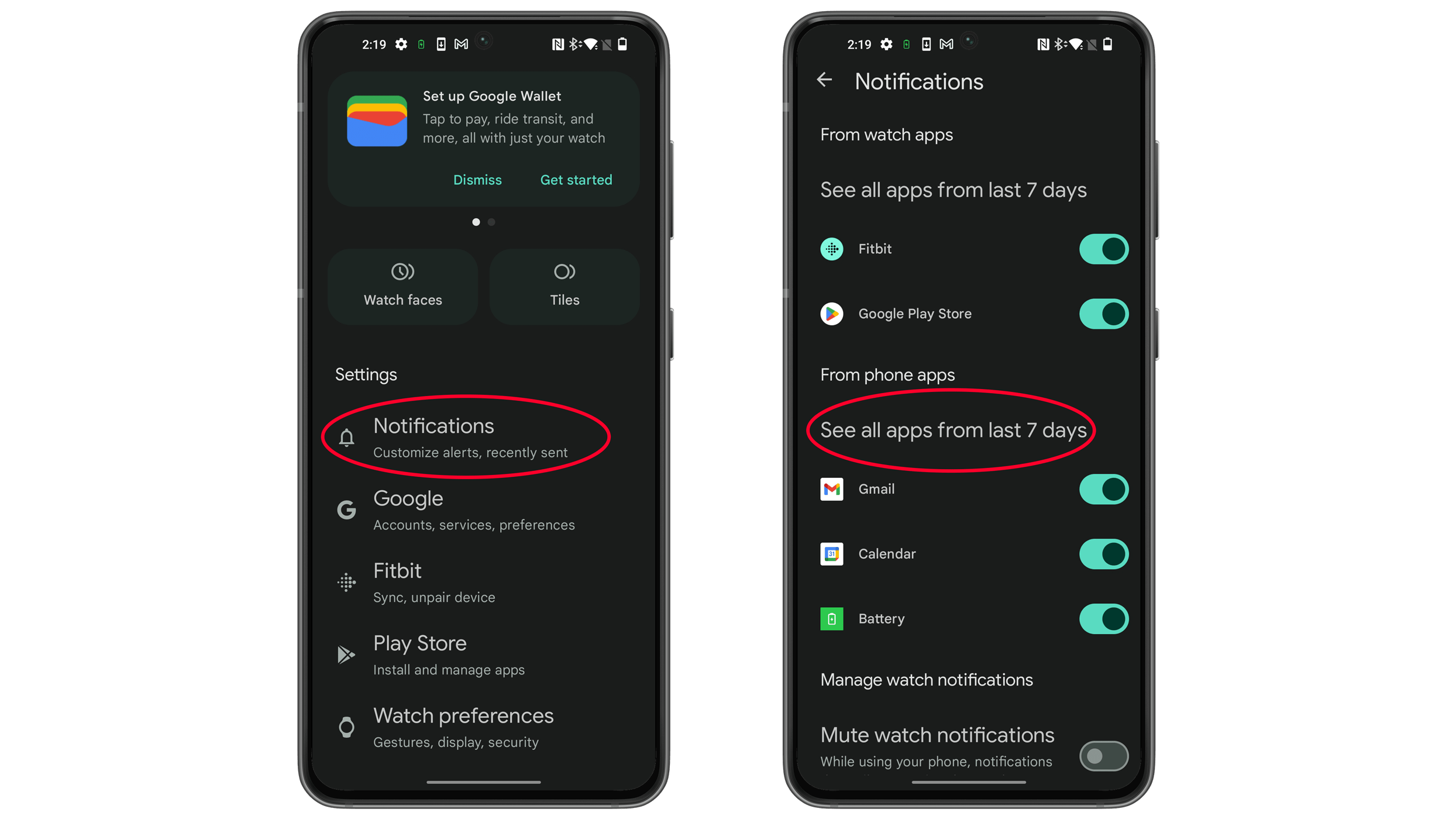 Google Pixel Watch battery tips via phone app