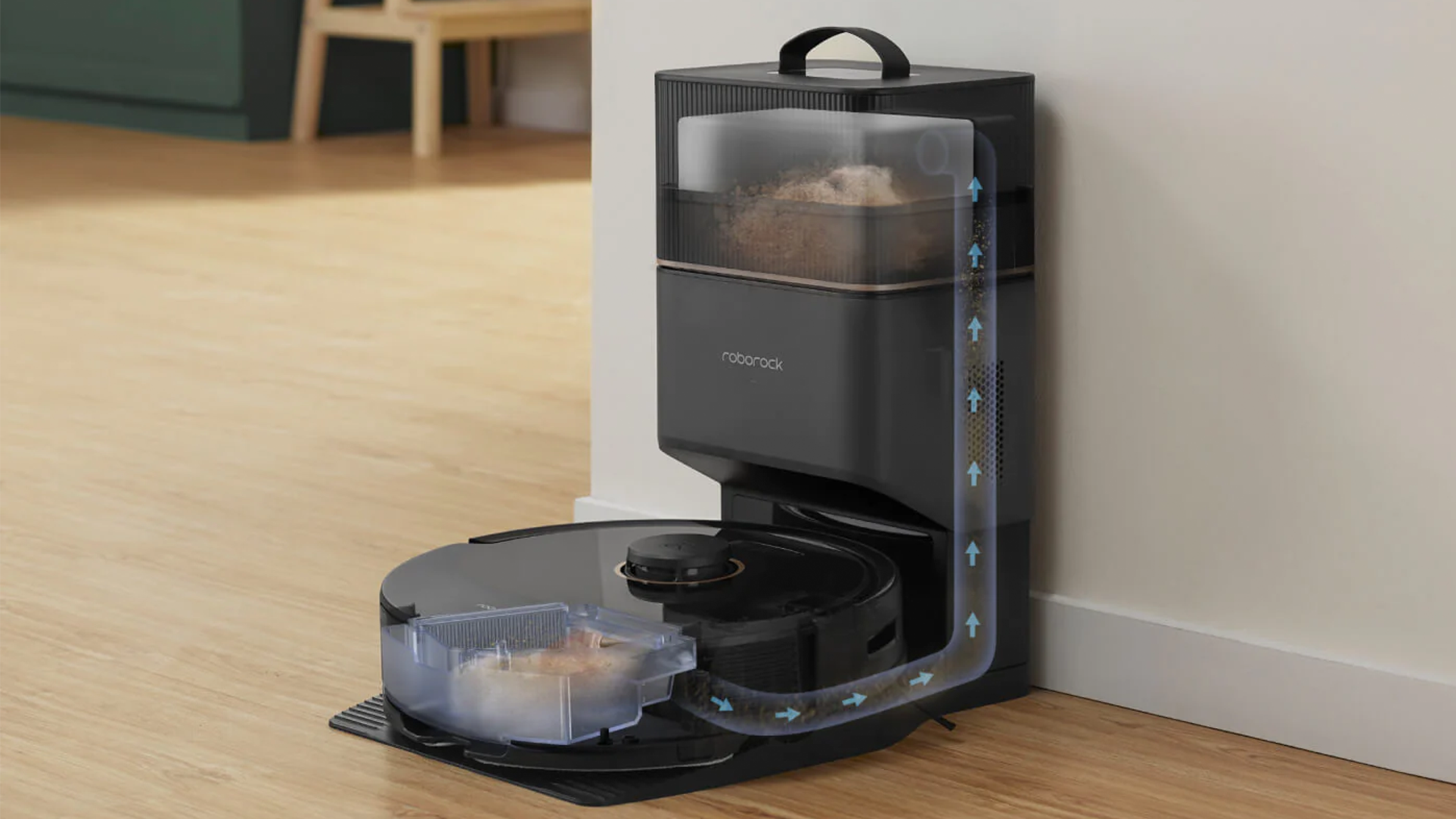 You get a self-cleaning docking station with the Roborock Q8 Max+.