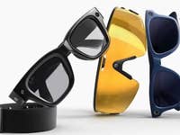 A collection of Ray-Ban smart glasses in various styles and colors displayed on a light background.