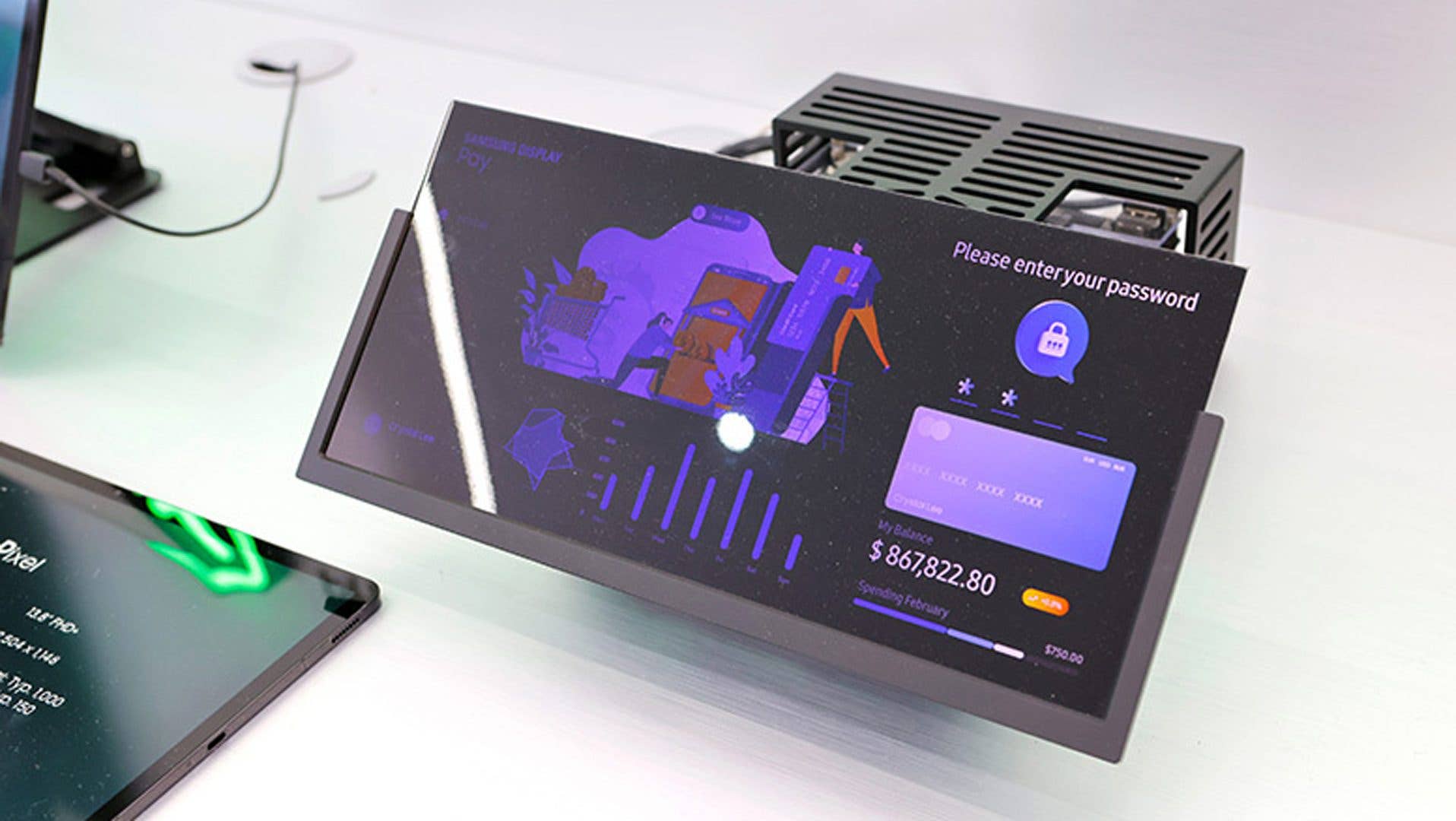 A Samsung display with Flex Magic Pixel OLED technology.