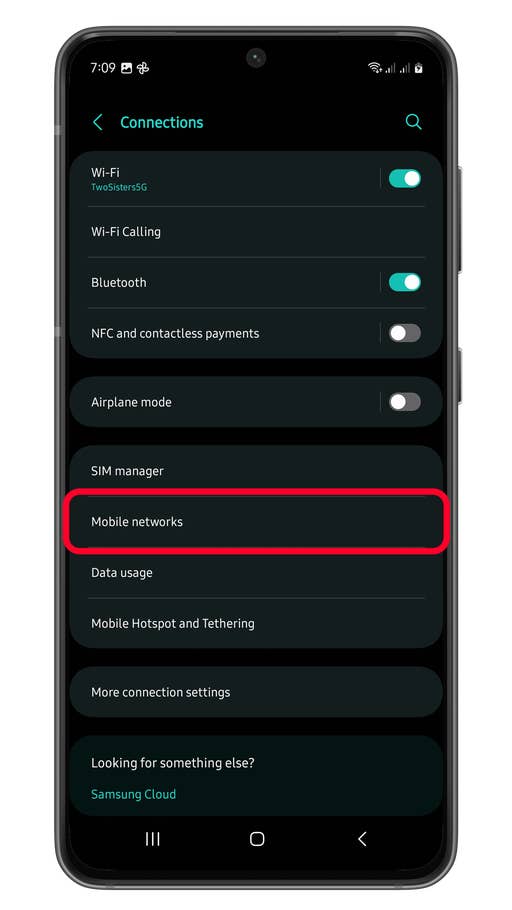 Samsung Galaxy connection settings for resetting APN