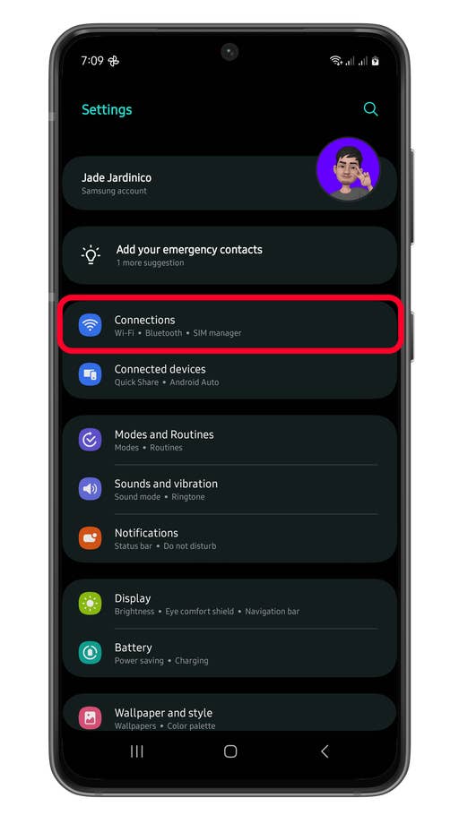 Samsung Galaxy connection settings