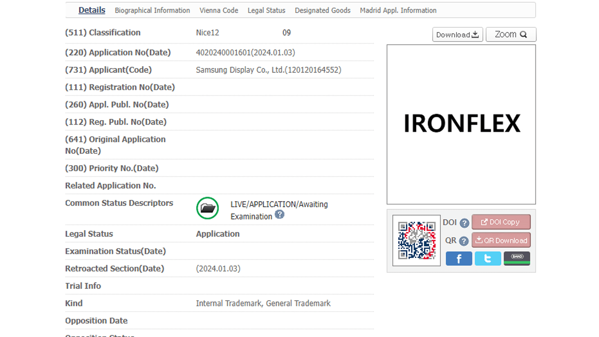 Samsung's IronFlex Trademark Samsung's IronFlex Trademark