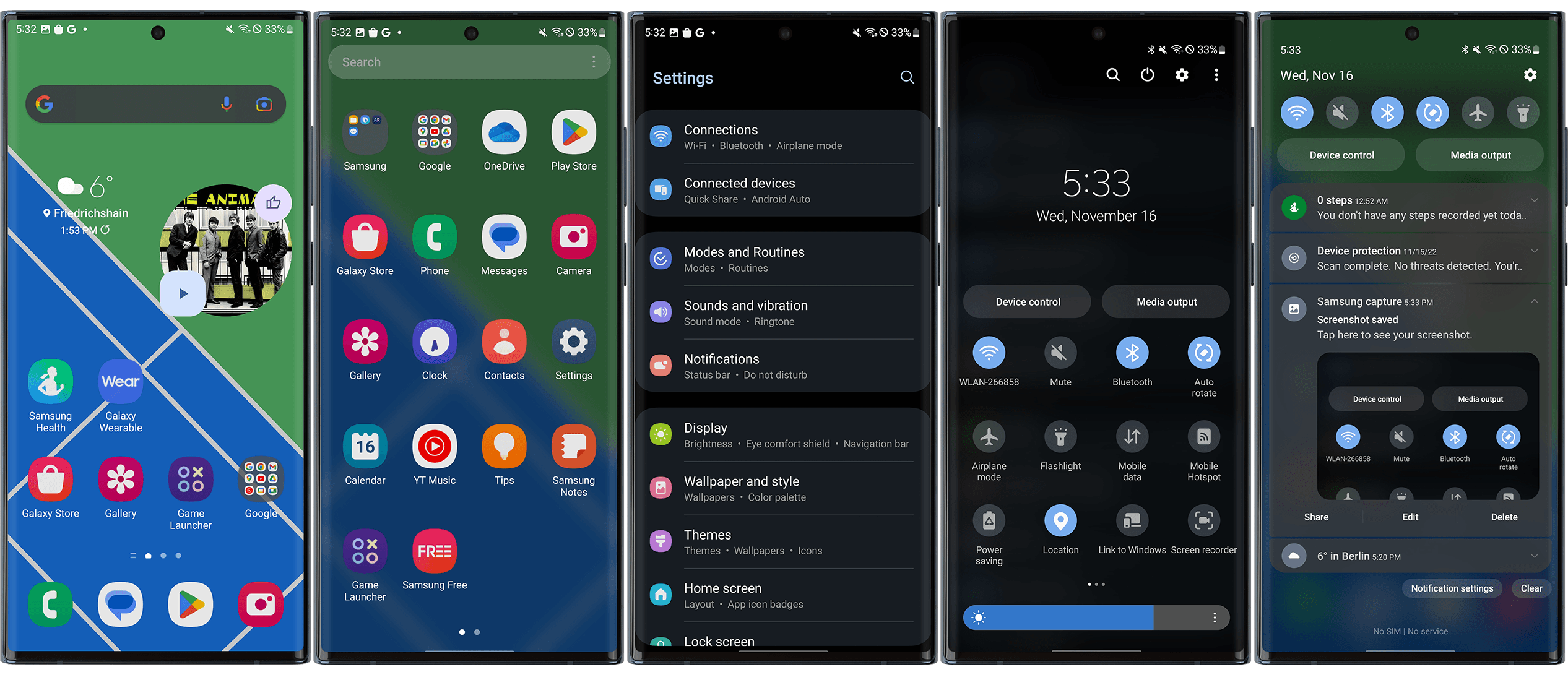 Samsung One UI 5 - User Interface screenshots
