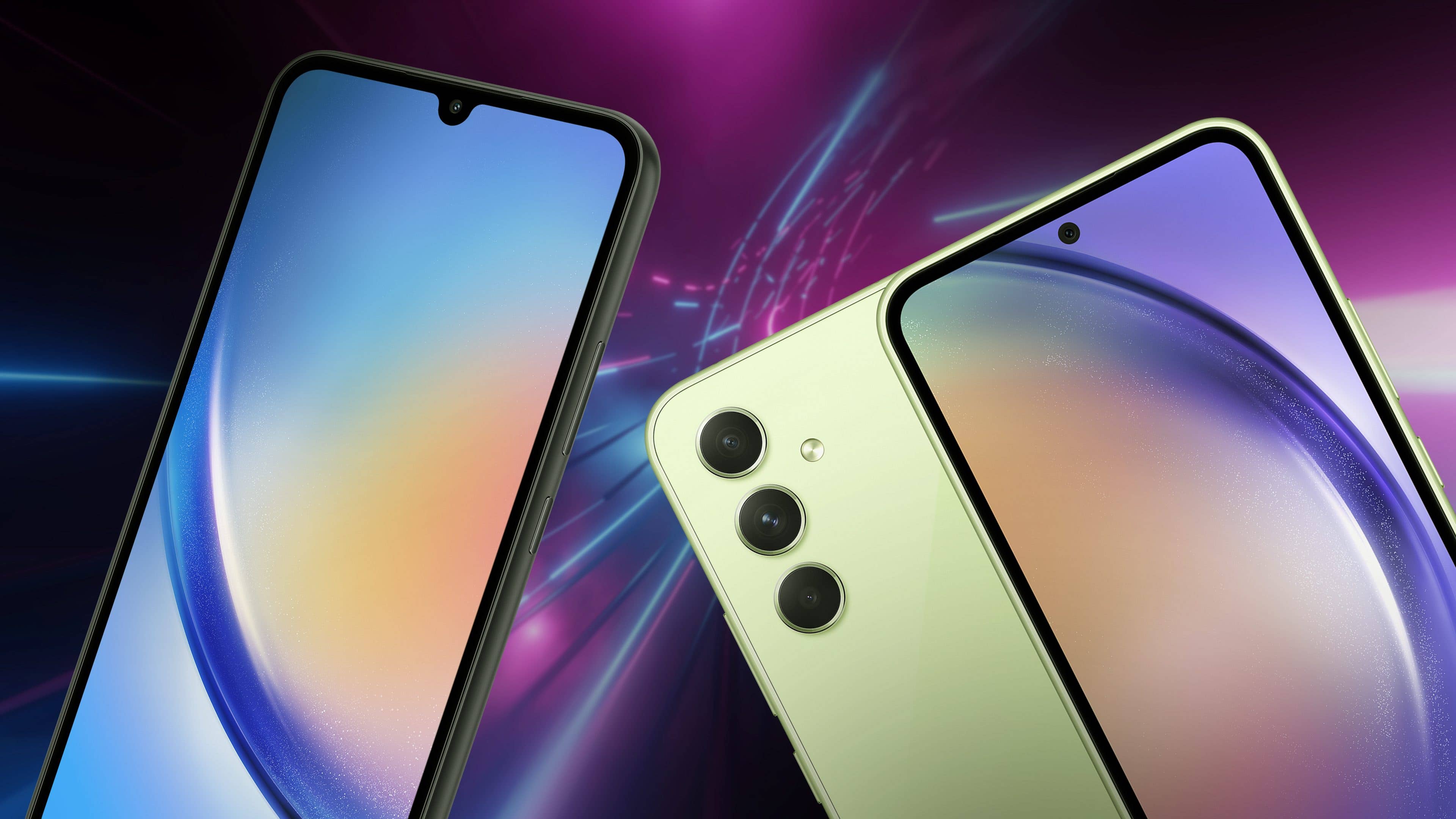 Product images of Samsung Galaxy A34 and Samsung Galaxy A54 side by side