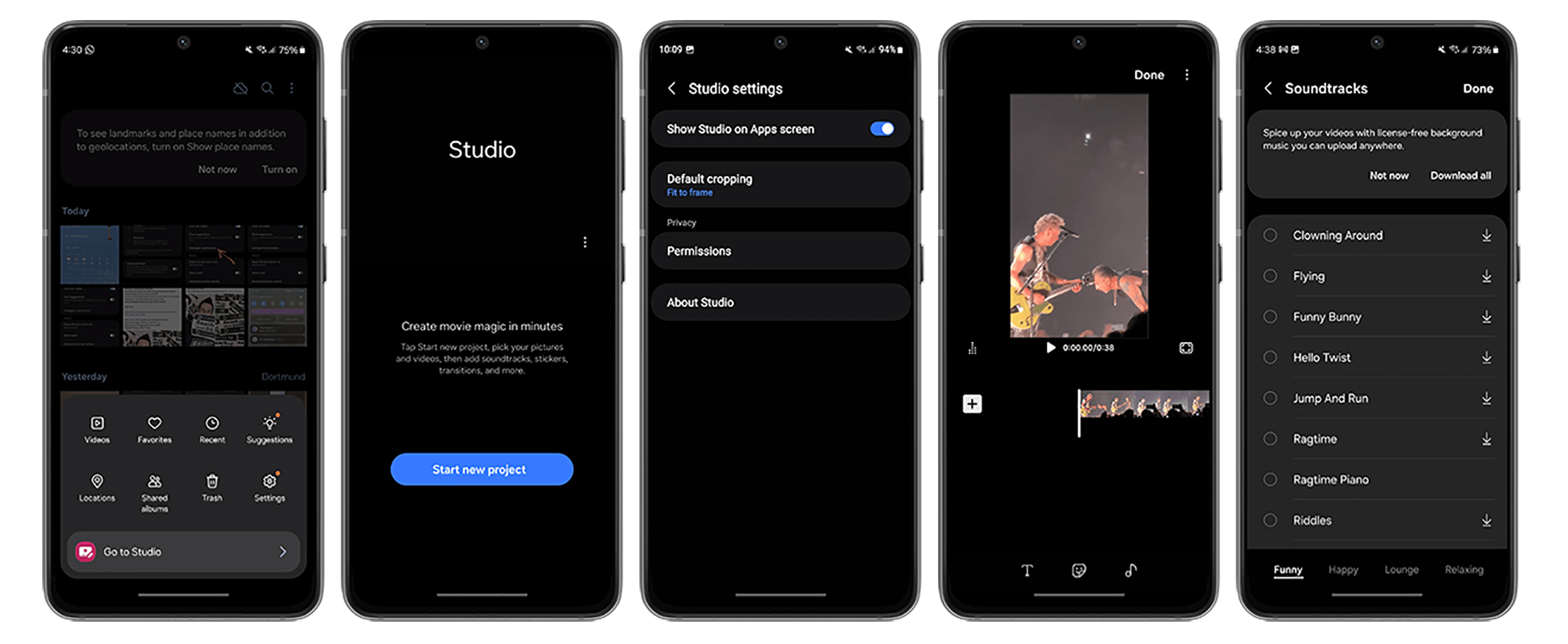 Studio is well tucked away as an app.