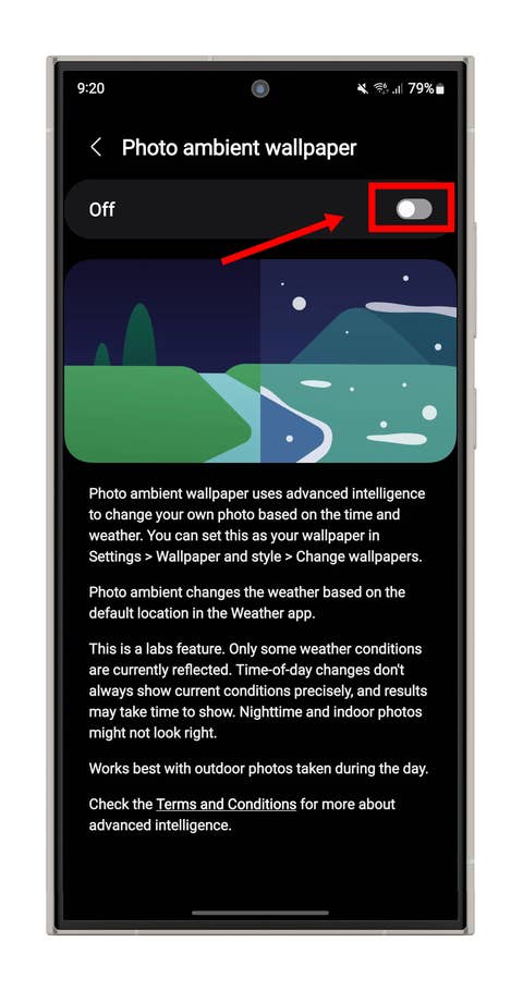 One UI 6 screenshot: Setting up real-time weather wallpapers