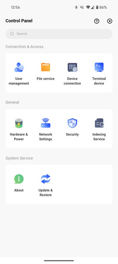 Screenshots from the Ugreen NAS mobile app