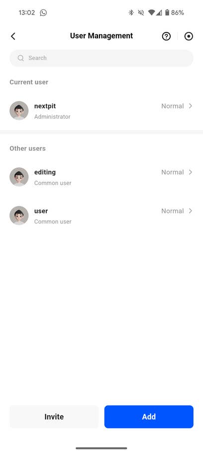 Screenshots from the Ugreen NAS mobile app