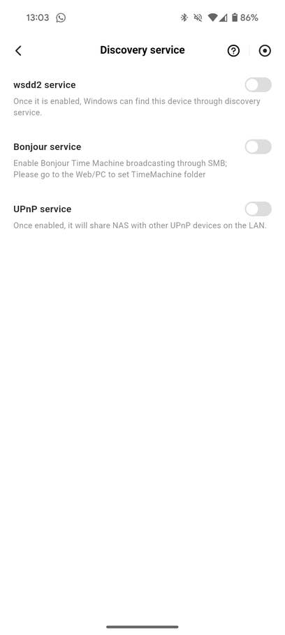 Screenshots from the Ugreen NAS mobile app