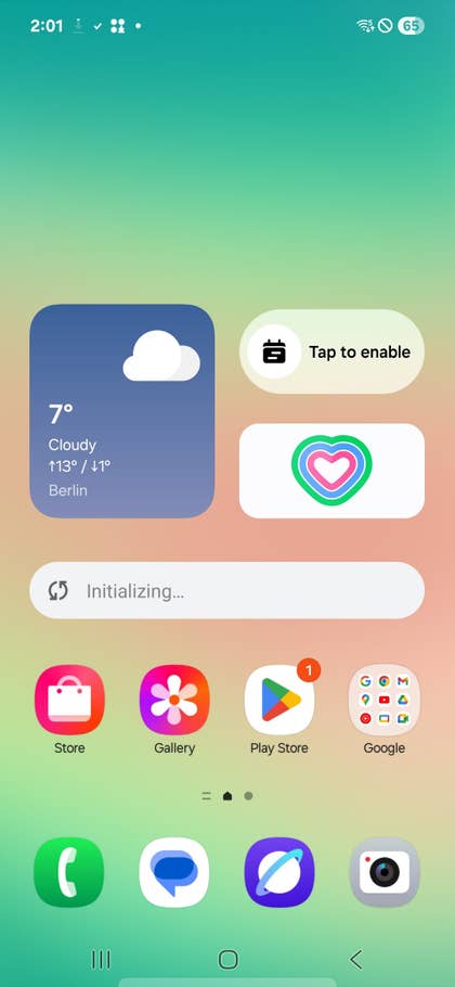 Default home screen of Samsung Galaxy A26 showing weather widget and app icons.