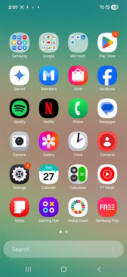 Home screen of a Samsung Galaxy A26 smartphone displaying various app icons.
