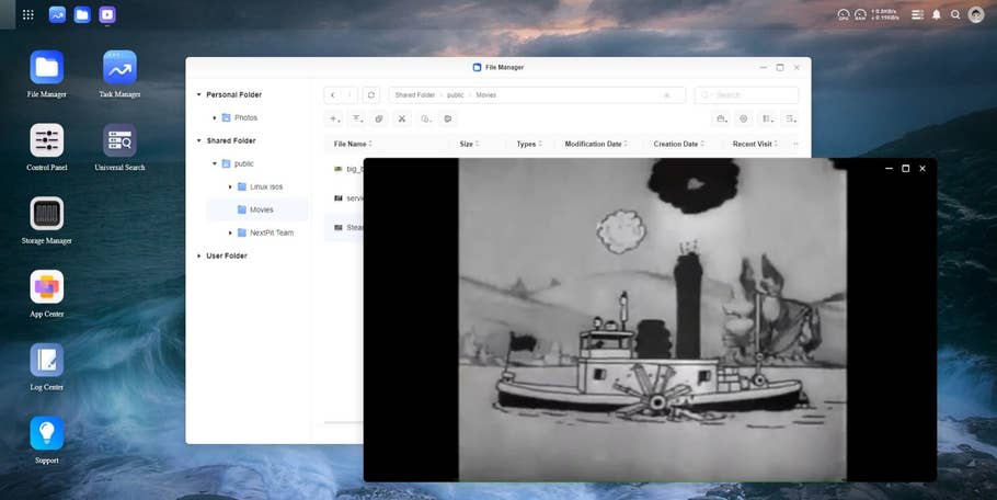 UGOS Pro File Manager in-browser video playback