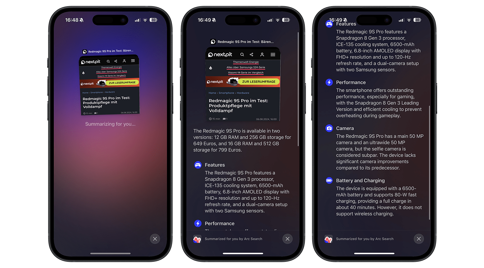 You can summarize long web pages with the Arc Browser.