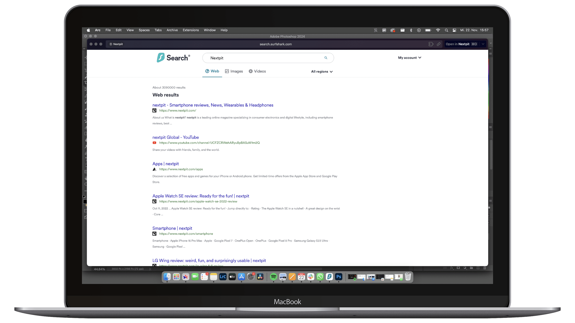 Private search in the app is integrated within a browser.