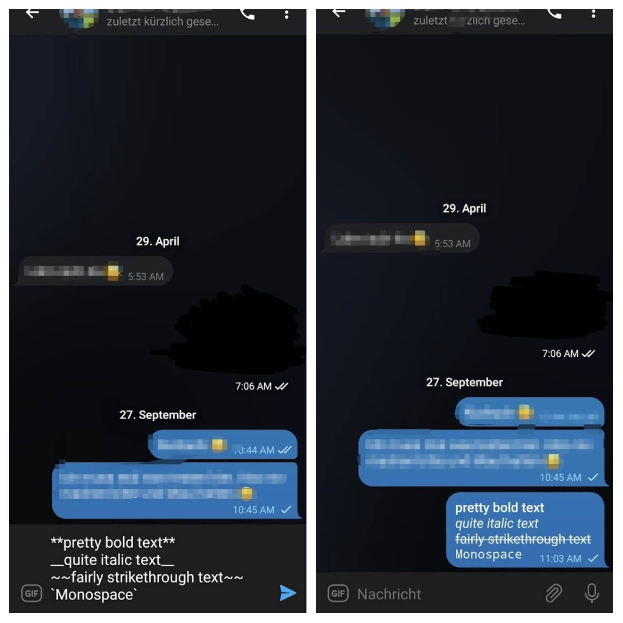 Telegram Text formatieren 2