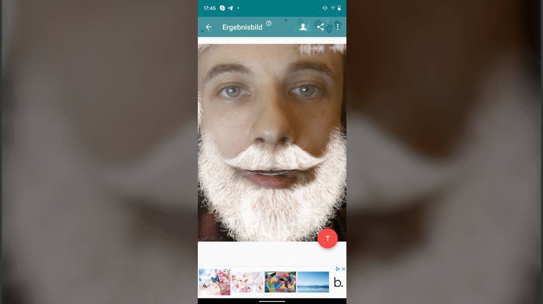 Screenshot of Christmas Photo Frames app showing a person