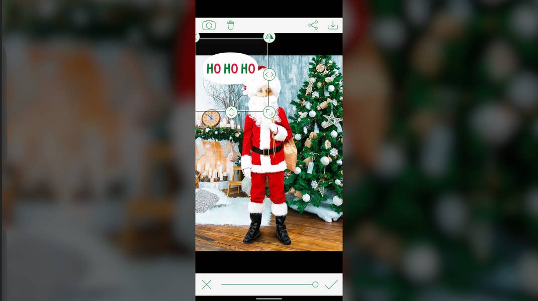 A screenshot os the Girls Photo Editor app with Christmas greetings