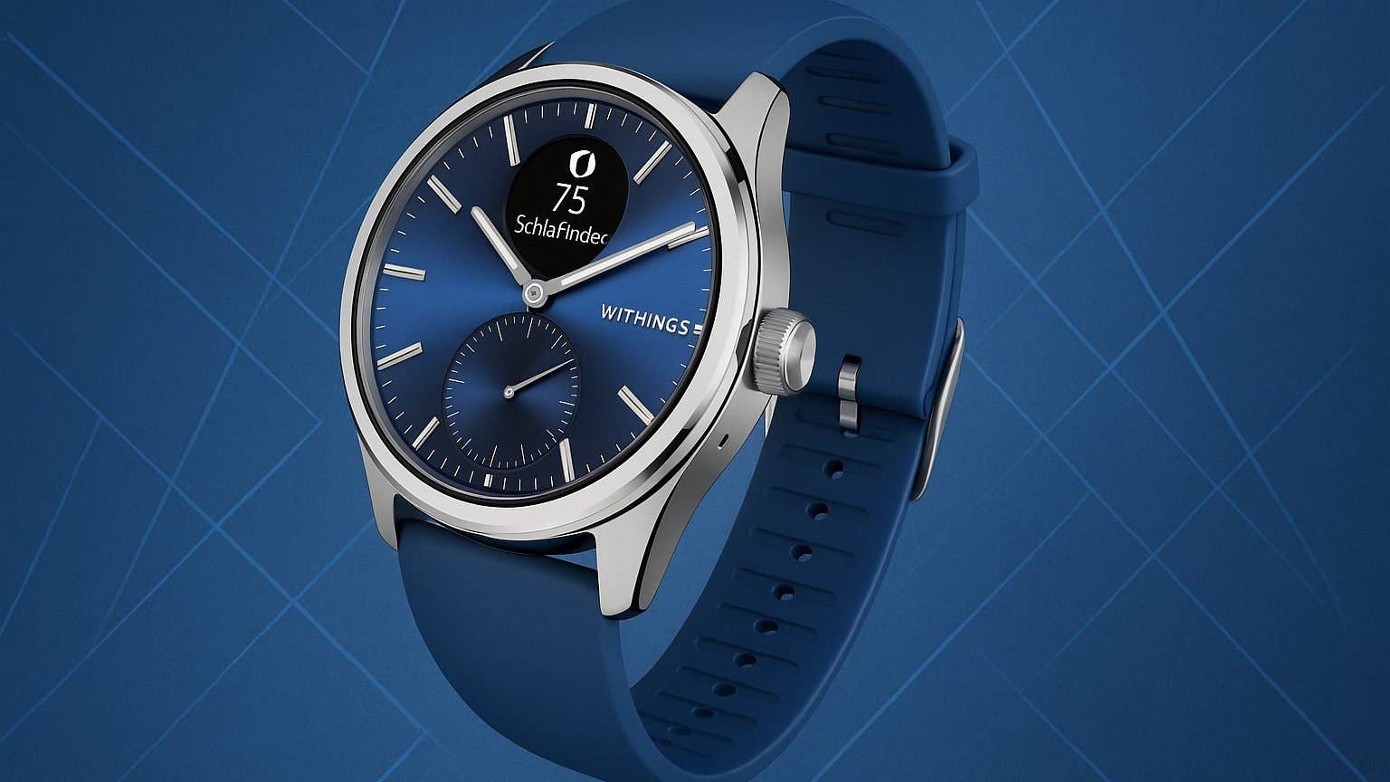Withings ScanWatch 2 in the new 42 mm blue and silver design with a blue strap