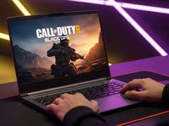 A person playing Call of Duty 6: Black Ops on a laptop.