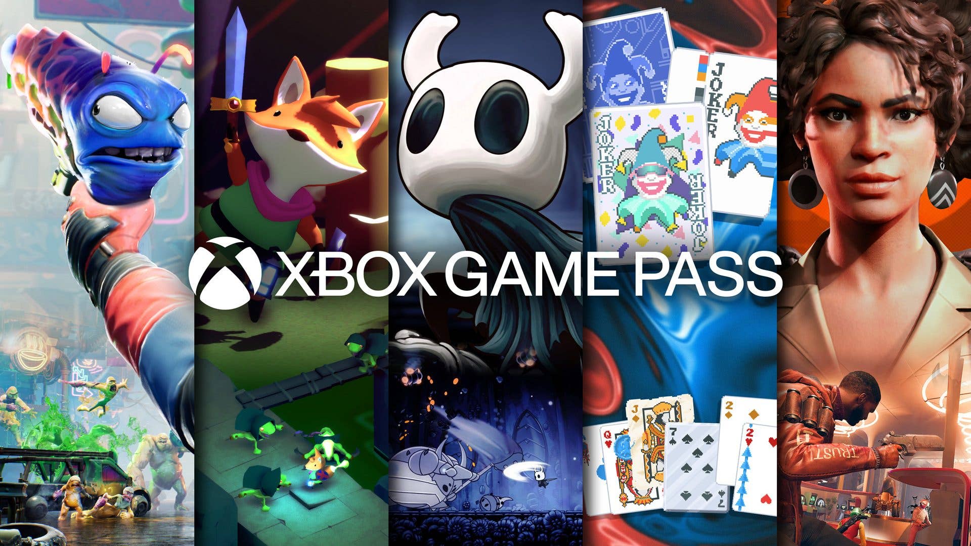 A collage of game characters and scenes promoting Xbox Game Pass.