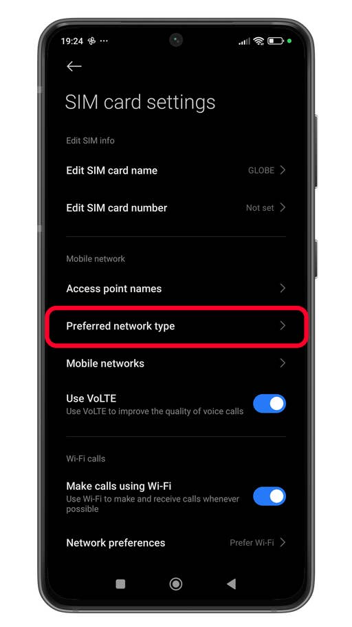 Changing the preferred network type on Xiaomi HyperOS