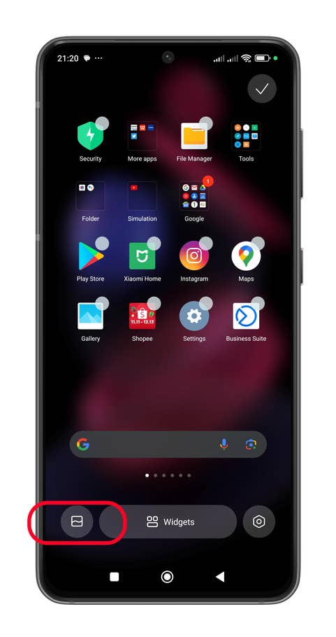 Xiaomi phone home screen with app icons and super wallpaper background.