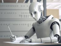 Robot writing on a piece of paper