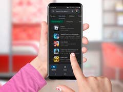 Kid using the Google Play Store