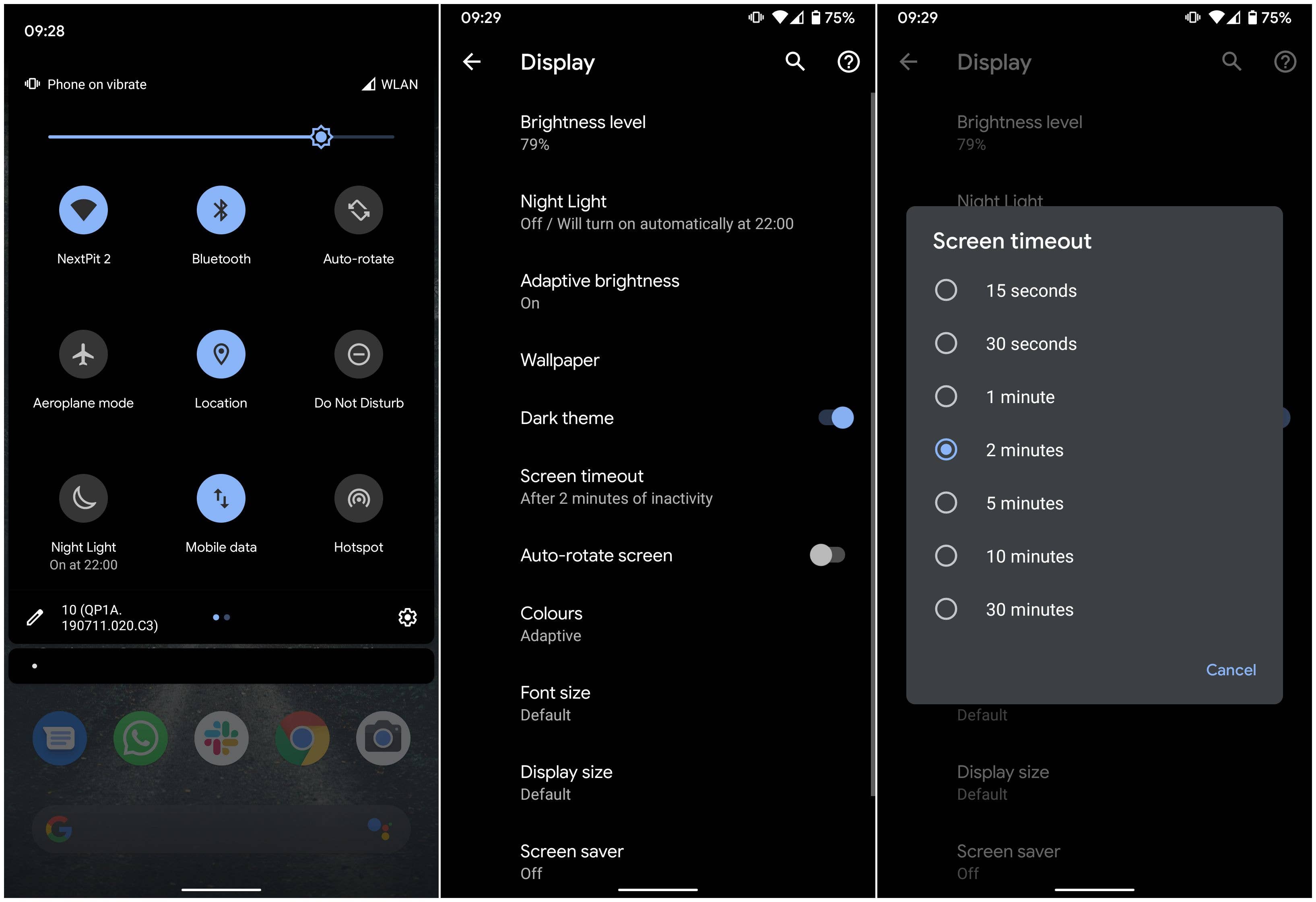 android 10 display menu