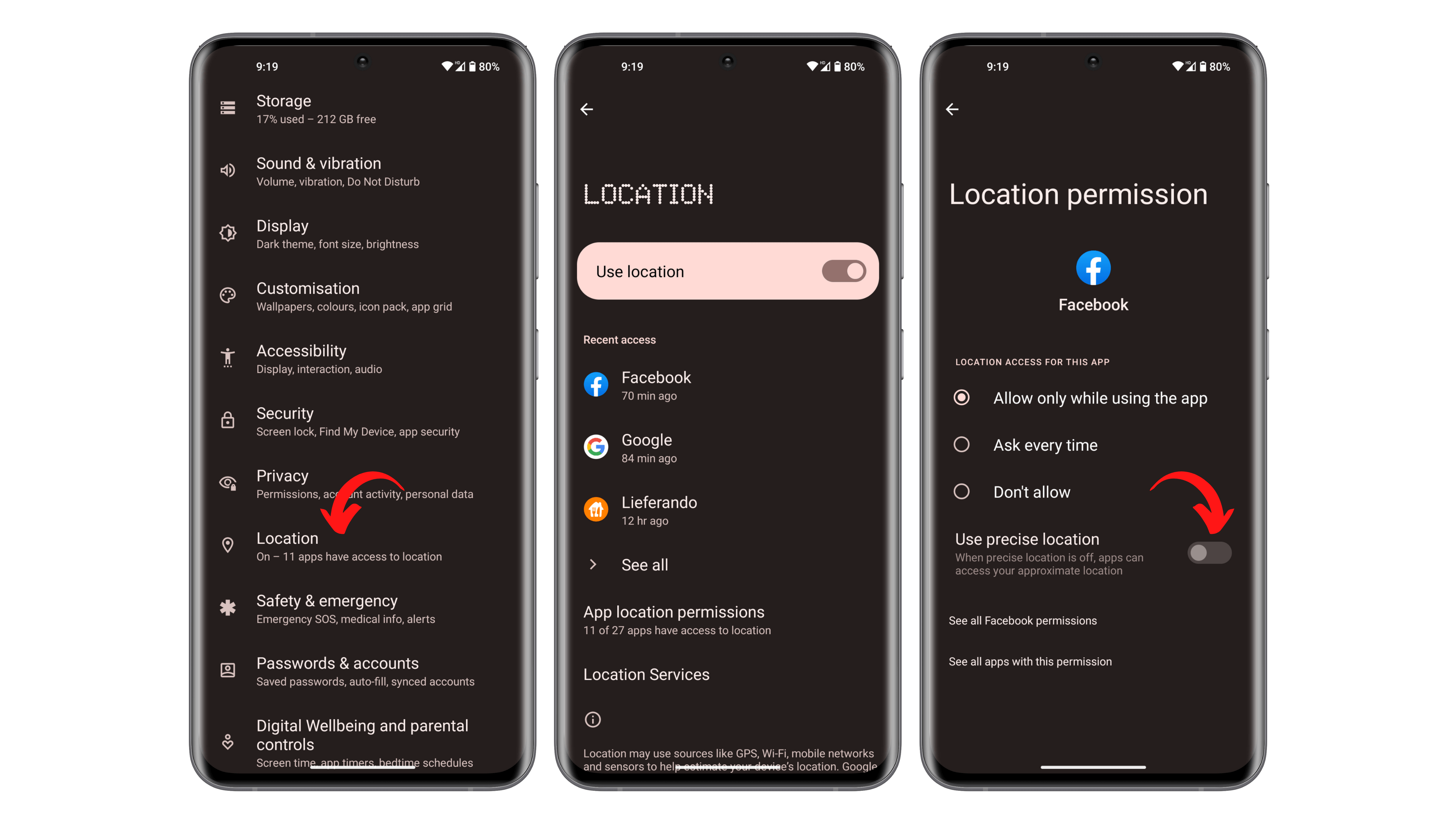 Remove access position precise Android app