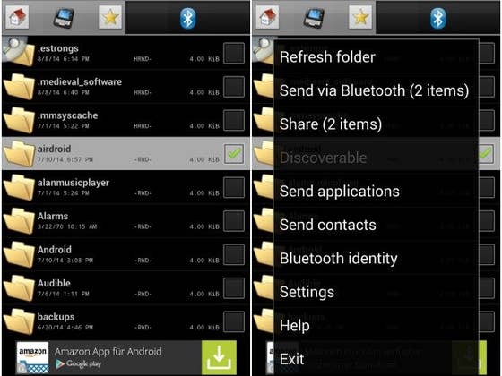 How to send apps with Bluetooth to a paired device on Android