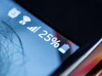 Cellphone screen indicating a low battery charge