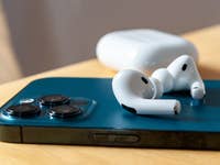 Apple's AirPods Pro with an iPhone 12 Pro Max.