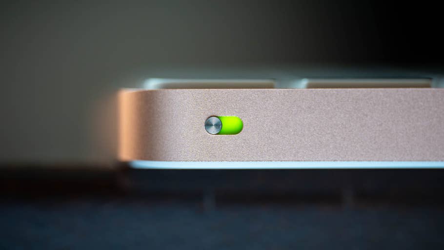 Close-up of an Apple iMac M4 (2024) with a power indicator light.