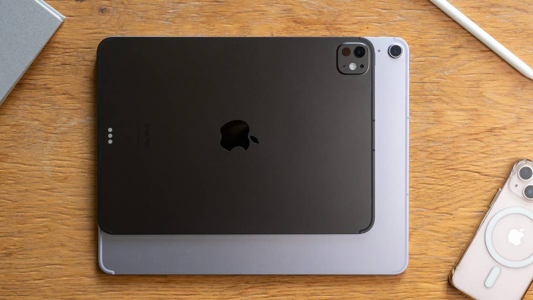 11-inch iPad Pro on top of a 13-inch iPad Air 11-inch iPad Pro on top of a 13-inch iPad Air