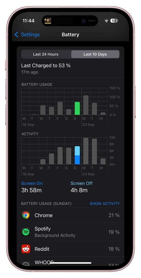 Apple iPhone 16 battery life expectancy (Day 3).