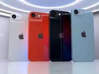 Render image of the Apple iPhone SE 4 in 4 colors