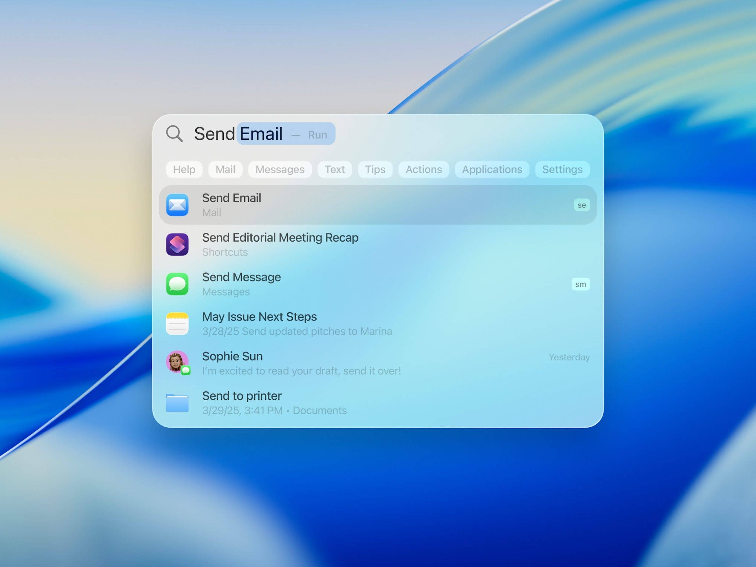 Spotlight in macOS Tahoe 26.