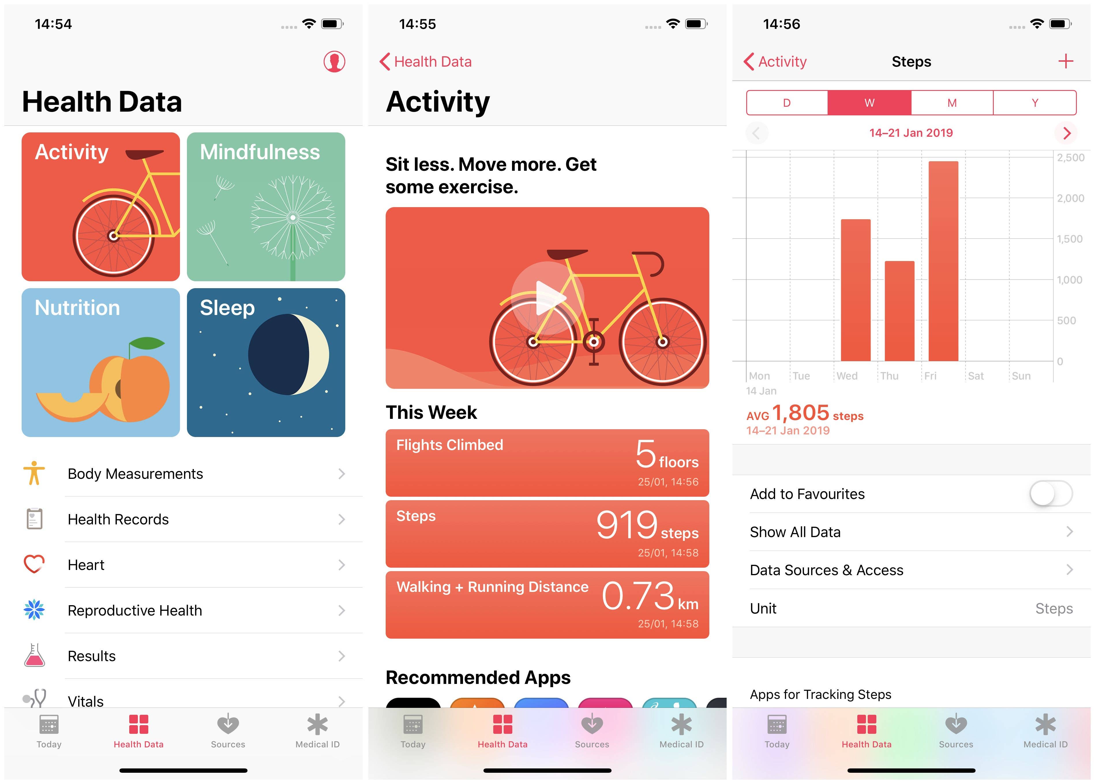 Apple Health app screenshots
