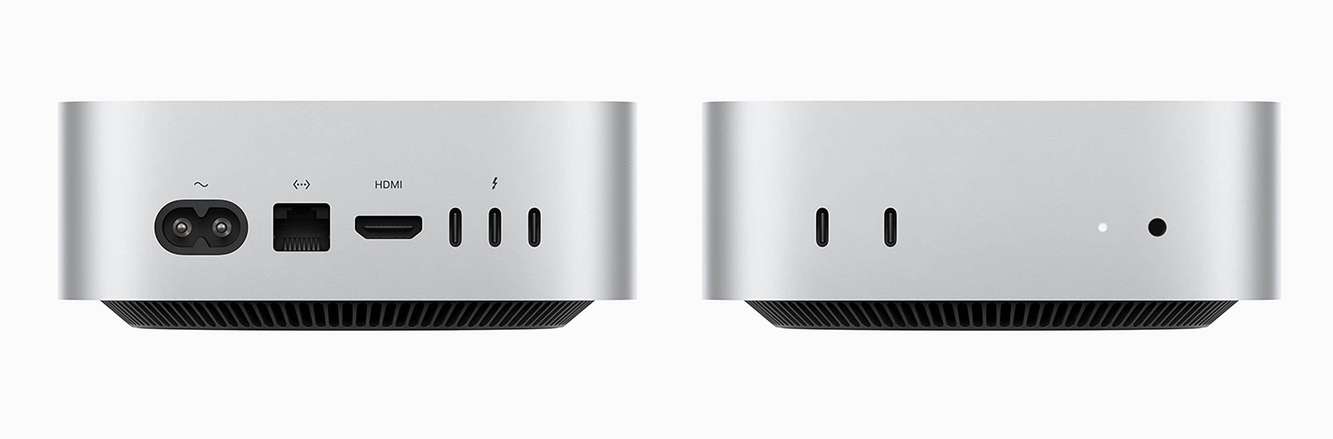 The Apple Mac Mini with a slew of ports, in front and behind. The Apple Mac Mini with a slew of ports, in front and behind.