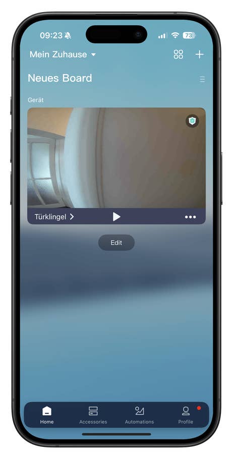 Smartphone screen displaying the Aqara doorbell camera interface with options to edit and view recordings.