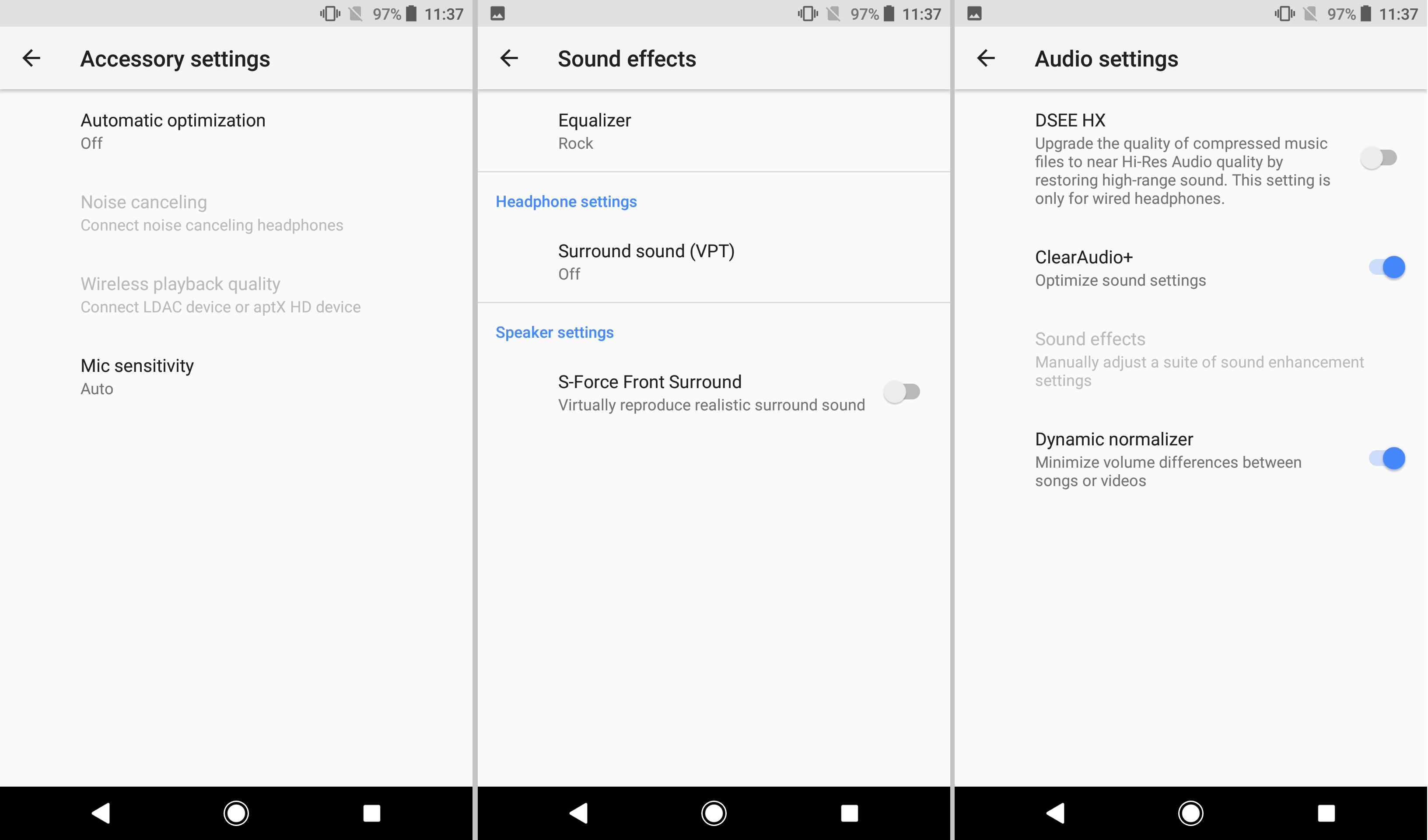 audio sony xperia xz1