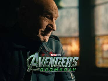 Professor X in the X-Mansion and an Avengers Doomsday logo.
