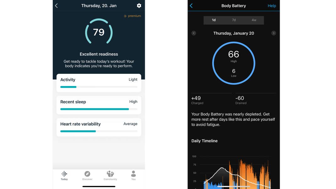 body battery vs daily readiness score